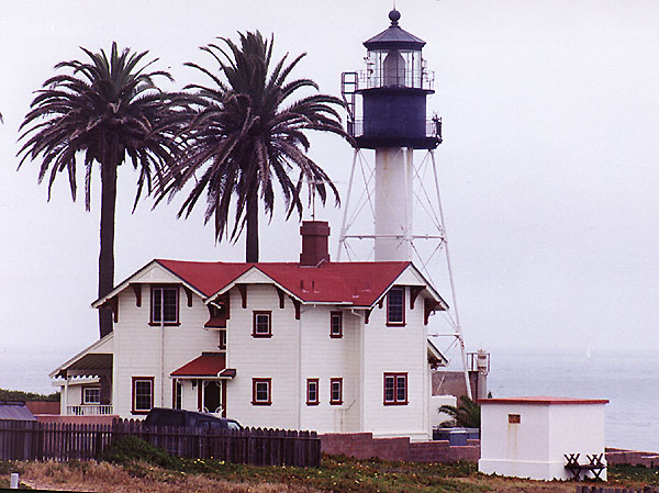 Modern Coast Guard Lighthouse near the Pacific Ocean Shore on the west coast of Point Loma